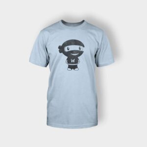 Light blue shirt with ninja on the front